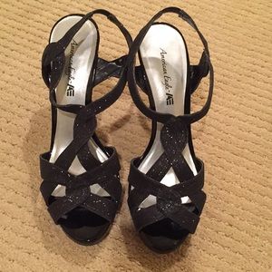 Black sparkling high heels